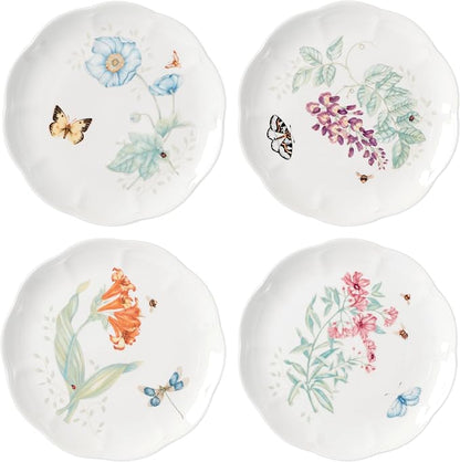 Lenox Butterfly Meadow 4-Piece Accent Plate Set, dishwasher safe, microwave by Lenox