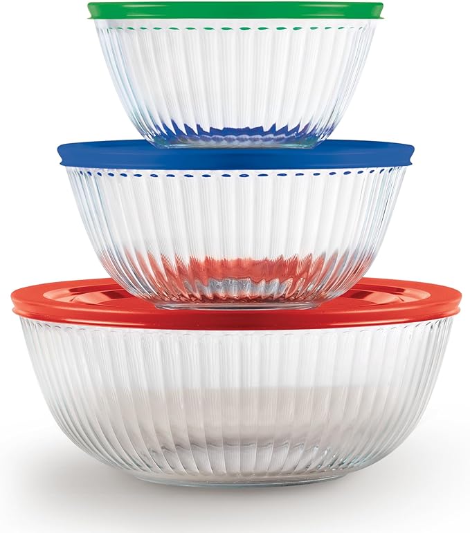 Pyrex Sculpted Glass Mixing Bowls Set by Pyrex