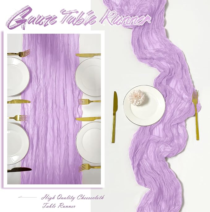 15 Pack Lavender Cheesecloth Table Runner 17 x 108 inch Cheese Cloth Table - Image 6