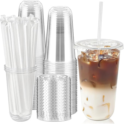 Soelomu 50 Sets 18oz Round Bottom Plastic Cups by Soelomu