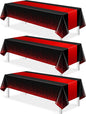MASHAN 3Pcs Black and Red Tablecloth Party Decorations, Plastic Black Table by MASHAN