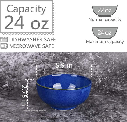 Ceramic Soup Bowl Set of 4, 24 Oz, Cereal Bowl - Image 2