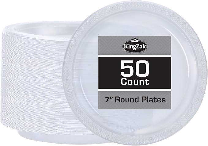 Clear Solid Color Premium Heavy Weight Plastic Appetizer Plate 50 Count by HannaKSignature