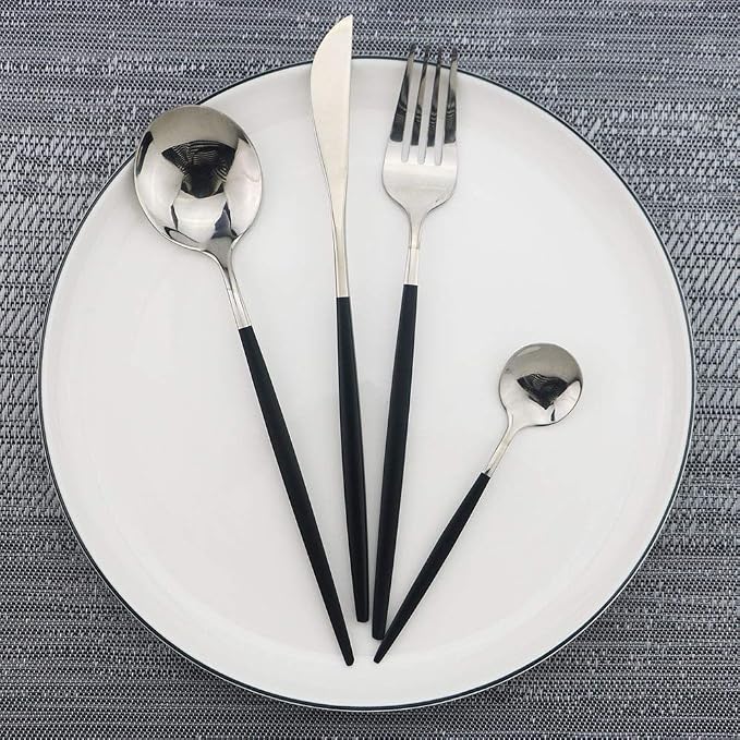 JASHII 30-Piece Stainless Steel Satin Finish Flatware Set, Mirror Polished - Image 3