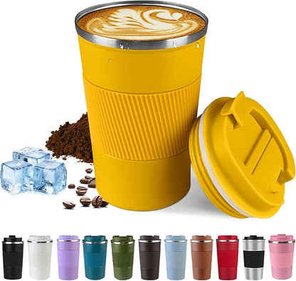 Vacuum Insulated Stainless Steel Travel Coffee Mug, Leak Proof Cup by SPLMIFA