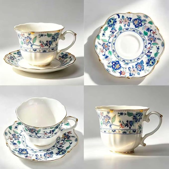 TATSUMI Bone China Tea Cup and Saucer Set - Image 3