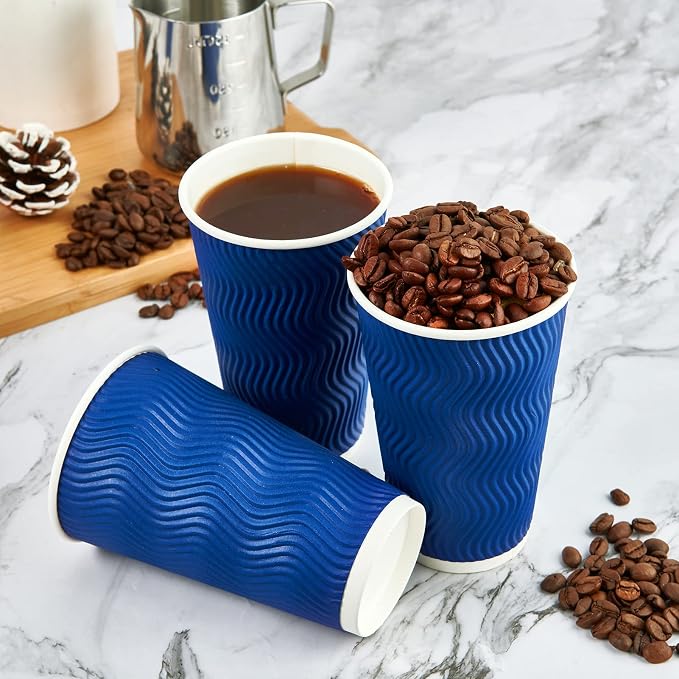 JollyPack Disposable Paper Coffee Cups, 16 oz, 120 Pack, Insulated Ripple Wall - Image 4
