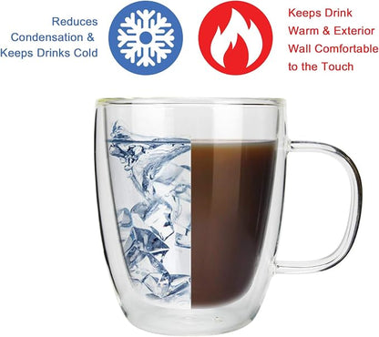 Glass Coffee Mug, Double Wall Insulated Glass Cup 12 Oz Heat-resistant Clear - Image 3