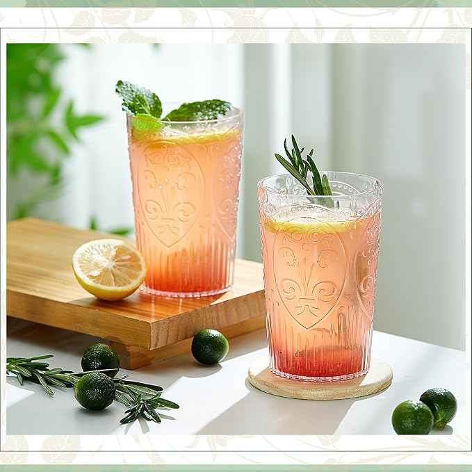 24 Pcs 16 oz Plastic Vintage Drinking Glasses Stemless Ribbed Highball Glasses - Image 5