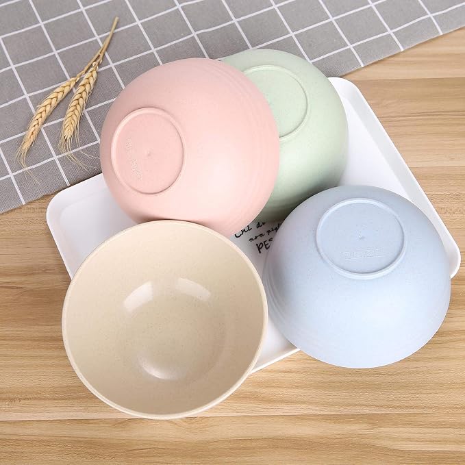 Unbreakable Cereal Bowls - 24 oz Reusable Wheat Straw Bowl Sets - Image 3