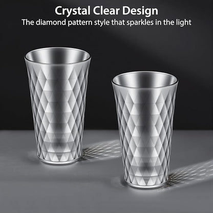 Freshmage 8 Pack 20 oz Unbreakable Plastic Drinking Glasses, All-Clear Reusable Drinking Cups- BPA Free, Dishwasher & Microwave Safe, Stackable Tumblers for Home, Outdoor, Camping, Picnic, Pool
