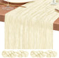Showgeous 2 Pack Beige Cheesecloth Table Runners Boho Wedding Decor | Rustic by Showgeous