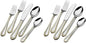 Mikasa, Gold Accent Regent Bead Flatware Service for 12, 65 Piece Set, 18/10 Stainless Steel, Silverware Set with Serving Utensils (Pack of 2)