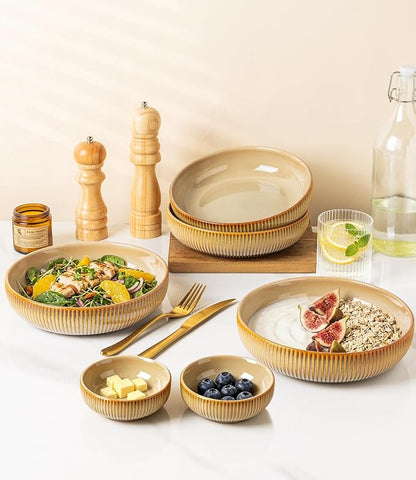 8.5" Ceramic Pasta Bowls Set of 4, Salad Bowls | Versatile Serving Bowls - Image 5
