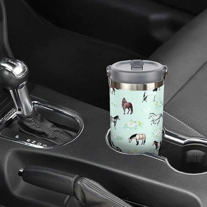 30 oz Horse Tumbler with Handle and Flip Straw, Vacuum Insulated Water Bottle - Image 6