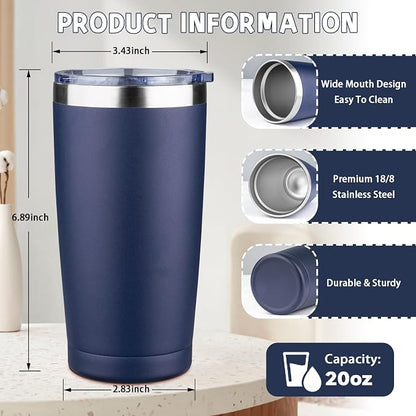 20 oz Tumbler with Lids and Straws, Stainless Steel Insulated Coffee Tumbler - Image 2