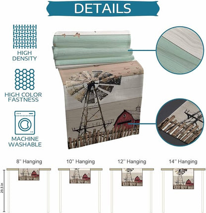Farmhouse Windmill Short Table Runners 36 Inches, Cotton Linen Fabric Table - Image 7