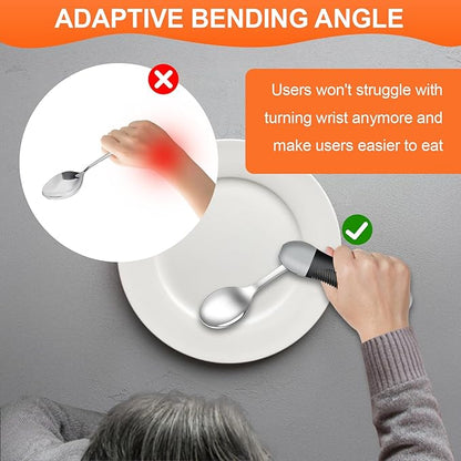 Weighted & Swivel Adaptive Utensils for Hand Tremors,Parkinson‘s - Comfort Grip Silverware Set, Eating Aids for Arthritis, Elderly & Weak Hands (Spoon & Fork)