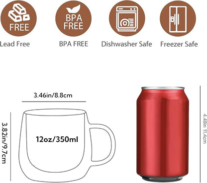 CNGLASS 12oz Double Walled Glass Coffee Mugs, Glass Espresso Mugs - Image 2