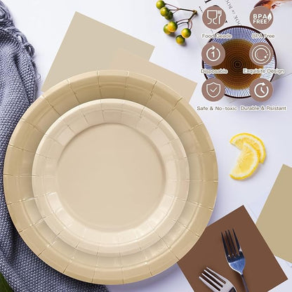 180pcs Gradient Brown Plates and Napkins Party Supplies, Serve 60 | Disposable - Image 7