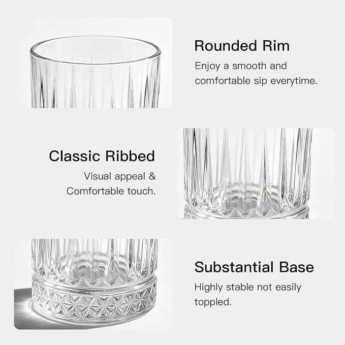 Ruckae Drinking Glasses Set of 8, 15 oz and 7 oz Kitchen Water Glass Cups Set - Image 5