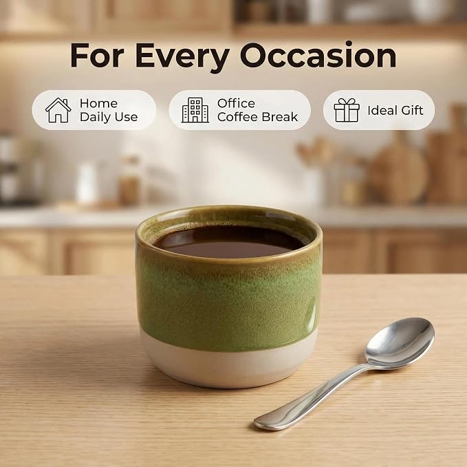 Ceramic Espresso Cups 3oz Small Modern Coffee Cup Thick Walled, Handleless - Image 5