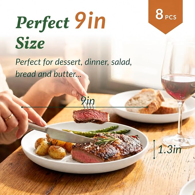 Wheat Straw Plates Set of 8 Unbreakable Microwave and Dishwasher Safe Plates - Image 2