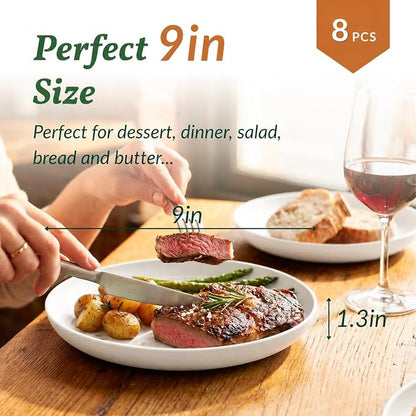 Wheat Straw Plates Set of 8 Unbreakable Microwave and Dishwasher Safe Plates - Image 2