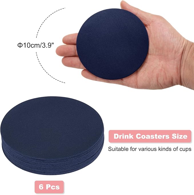 uxcell Round Drink Coasters Set of 6 Dual Sided Non-Slip Non-Stick Waterproof - Image 2