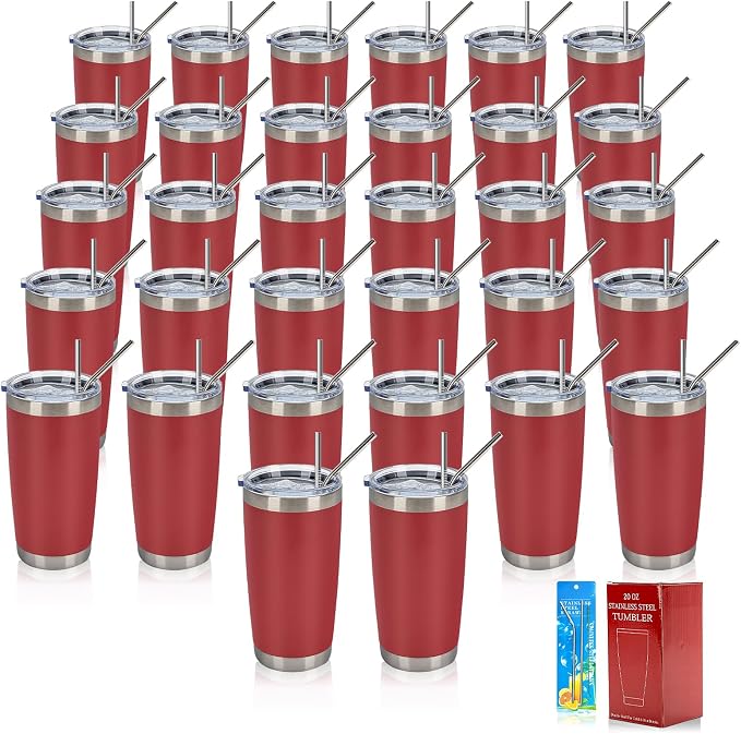 IEOVIEE 32 Pack 20oz Stainless Steel Insulated Bulk Tumblers by IEVOIEE