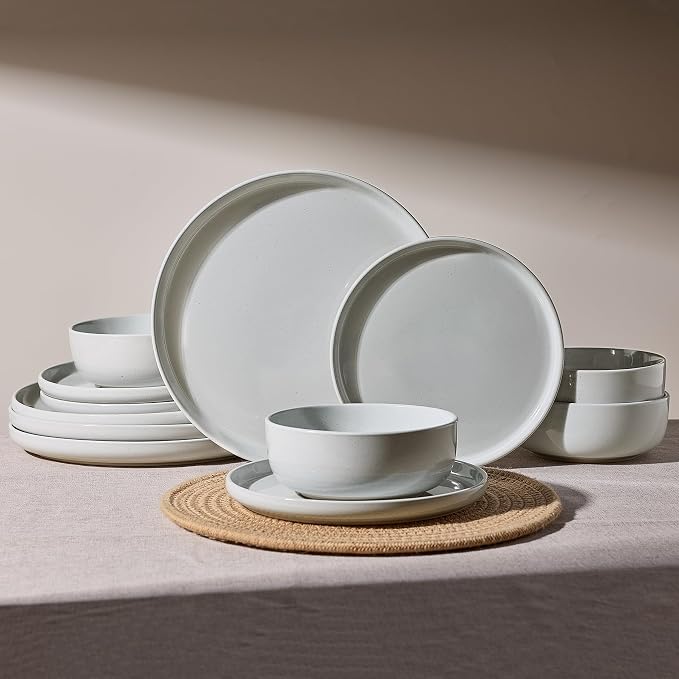 Famiware Milkyway 12-Piece Stoneware Dinnerware Set, Light Gray | Plates and by Famiware