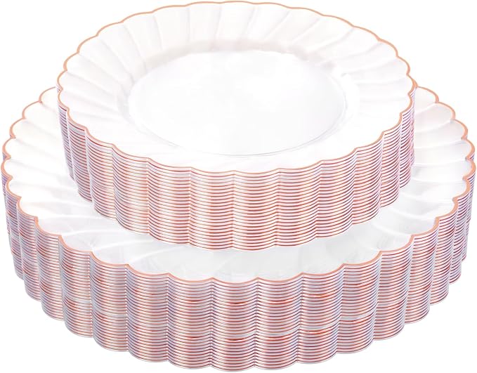 YOUBET 60PCS Rose Gold Plastic Plates by YOUBET