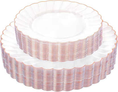 YOUBET 60PCS Rose Gold Plastic Plates by YOUBET