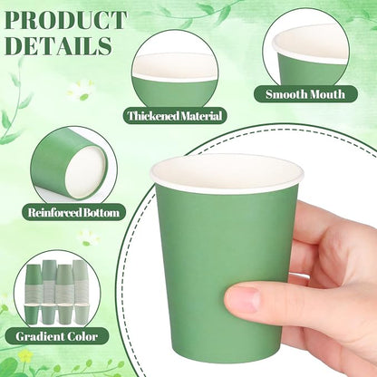 NatNarr 100 Pack Gradient Sage Green Paper Cups, 9oz Baby Shower Paper Cup | - Image 3