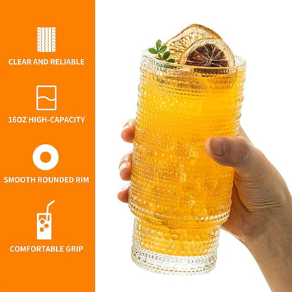 KEMORELA 16oz Hobnail Drinking Glasses - Image 8