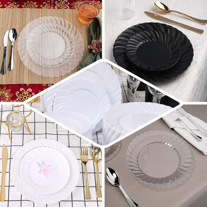 Efavormart 10-Pack 10" White Flared Round Plastic Dinner Plates, Premium Heavy - Image 5