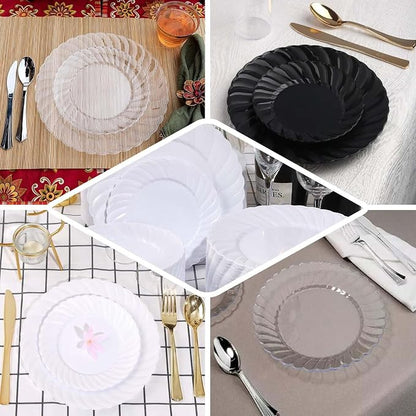 Efavormart 10-Pack 10" White Flared Round Plastic Dinner Plates, Premium Heavy - Image 5