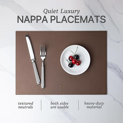 Faux Leather Placemats Set of 4 Vinyl Washable Wipeable Table Mats for Kitchen Dining Table Heat Resistant Waterproof Modern Indoor/Outdoor Placemats Non-Slip Easy Clean Place Mats (Chocolat)
