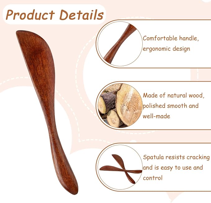 Molain 4Pcs Wooden Butter Knife, Condiment Knives, 5.9 Inch | Wooden, Jelly - Image 3