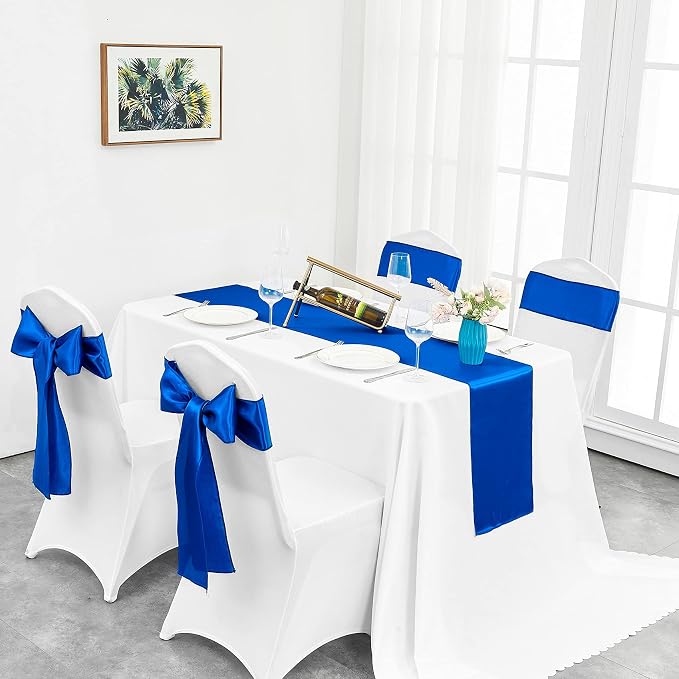 10-Pack Royal Blue Satin Table Runner 12 x 108 Inch Long Bright and Smooth Silk - Image 5