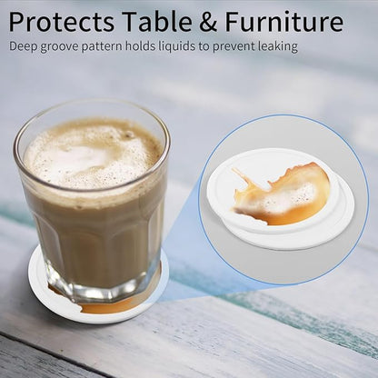 5-Pack White Silicone Coasters, Non-Slip Drink Coasters - Image 6