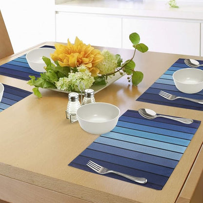 Ambesonne Navy Place Mats Set of 4, Plaques in Marine Tones Border Lines Sketchy Details Print Image, Washable Fabric Placemats for Dining Table, Standard Size, Blue