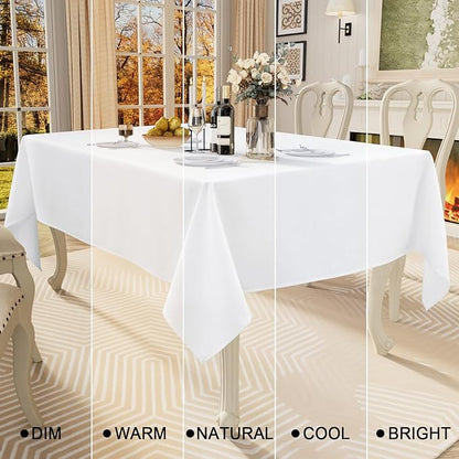 Smiry Rectangle Table Cloth Linen Textured, Waterproof Spillproof Anti-Wrinkle Burlap Tablecloth, Washable Decorative Fabric Table Cover for Dining, Party, Banquet, 60 x 84 Inch, White