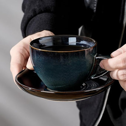 Stackable Cappuccino Cup Set of 4 Activated Glazed Ceramic Coffee Cup | - Image 6