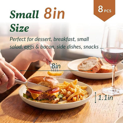 Dessert Plates - 8 Inch Wheat Straw Plates Set, Dinner Plates Set of 8 - Image 2