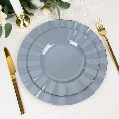 Efavormart 9" Salad Plates – Set of 10 Plastic Dusty Blue Round Disposable - Image 6