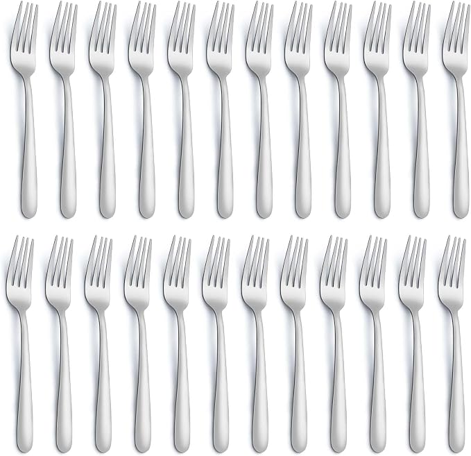 24 Pieces Dinner Forks, Forks Silverware, Food Grade Stainless Steel Flatware by Gymdin