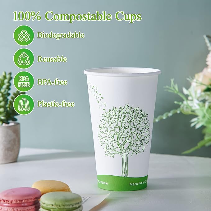 ECOLipak 210 Count 16 oz Compostable Paper Cup, Disposable Paper Coffee Cup | - Image 4