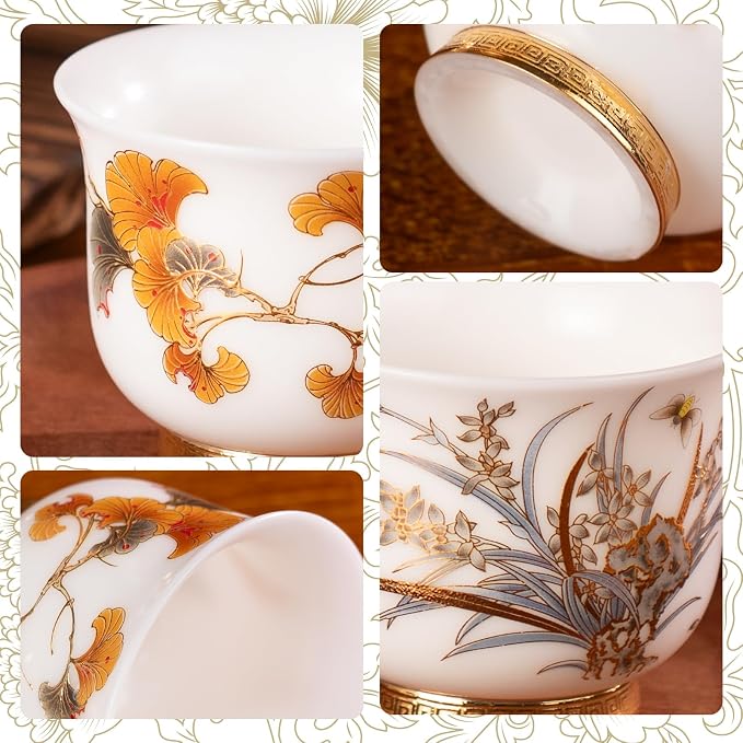 KAMMAK Ceramic Tea Cups Set of 2, 3.9 oz, Vintage Small Teacups, 742N | Hand - Image 7