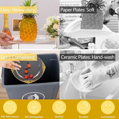 210 Pcs Clear Gold Plates for Party | Clear Party Plates Set for 30 Guests - Image 5